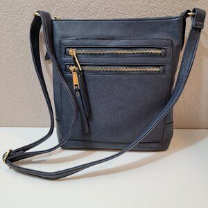 INC International Concepts Navy Crossbody Bag with Double Zip Front